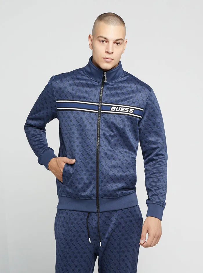 Men Activewear GUESS Eco Blue Logo Korbin Active Jacket