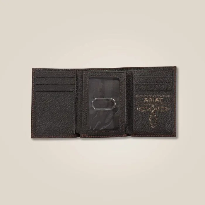 Men Bags and Wallets Ariat Mexico Shield Trifold Wallet Brown Men Bags and Wallets Ariat Mexico Shield Trifold Wallet Brown