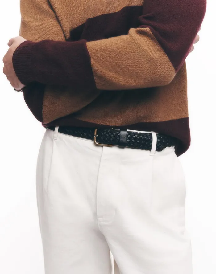 Men Belts Madewell Woven Leather Belt Rich Brown