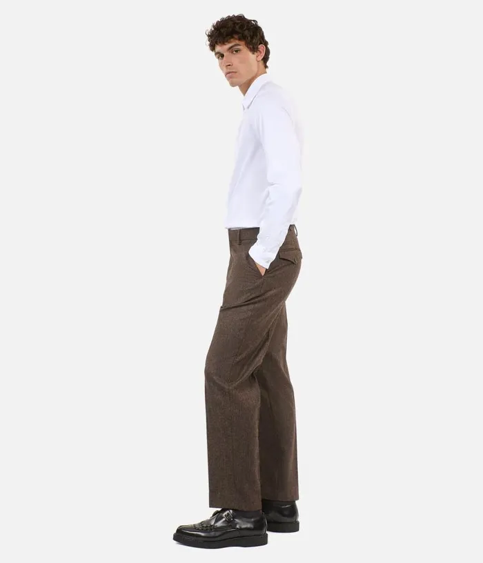 Men Brown Woolblend Suit Trousers THE KOOPLES Blazers and Suits