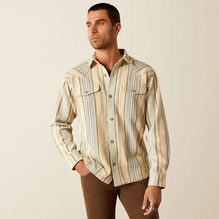 Men Button Down Shirts Ariat Hartley Retro Fit Over Shirt Khaki