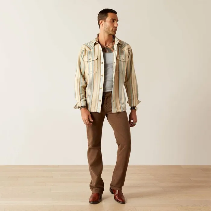Men Button Down Shirts Ariat Hartley Retro Fit Over Shirt Khaki Men Button Down Shirts Ariat Hartley Retro Fit Over Shirt Khaki