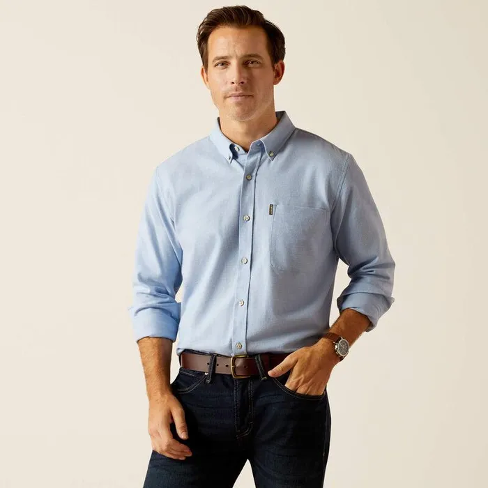Men Button Down Shirts Ariat Simmental Shirt Chambray Blue