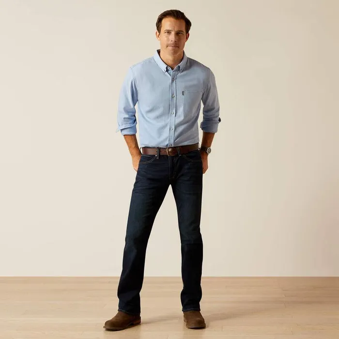 Men Button Down Shirts Ariat Simmental Shirt Chambray Blue Men Button Down Shirts Ariat Simmental Shirt Chambray Blue