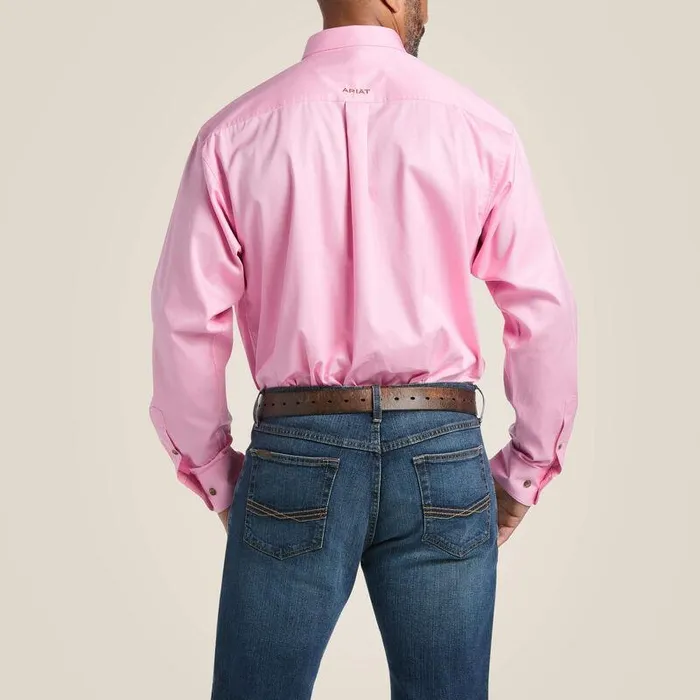 Men Button Down Shirts Ariat Solid Twill Classic Fit Shirt Prism Pink Men Button Down Shirts Ariat Solid Twill Classic Fit Shirt Prism Pink