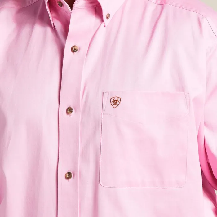 Men Button Down Shirts Ariat Solid Twill Classic Fit Shirt Prism Pink Men Button Down Shirts Ariat Solid Twill Classic Fit Shirt Prism Pink
