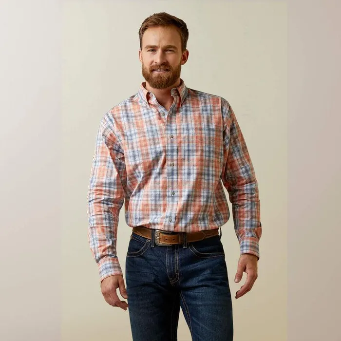 Men Button Down Shirts Ariat Team Damion Classic Fit Shirt Peach