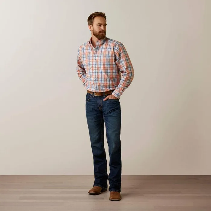 Men Button Down Shirts Ariat Team Damion Classic Fit Shirt Peach Men Button Down Shirts Ariat Team Damion Classic Fit Shirt Peach