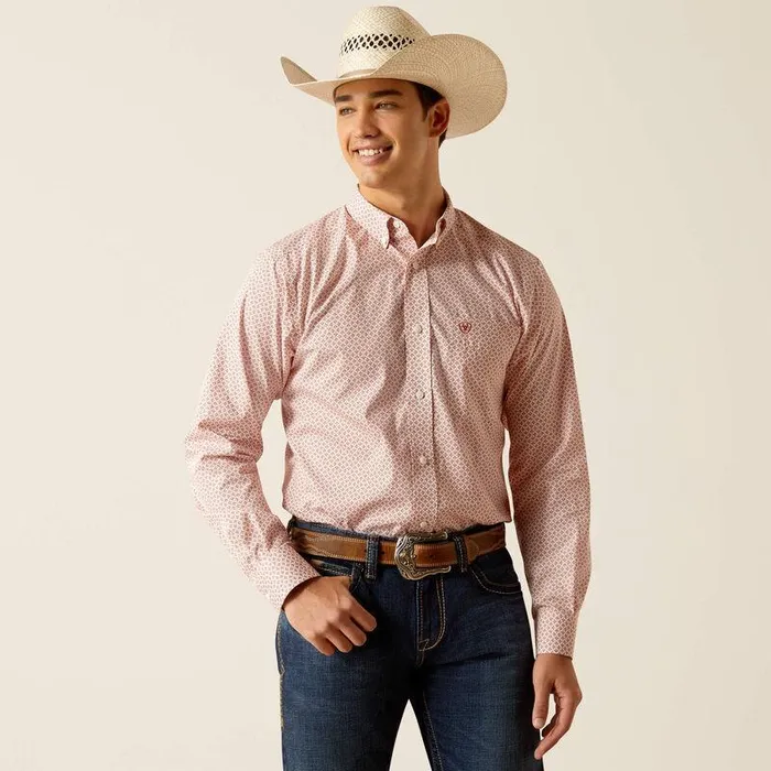 Men Button Down Shirts Ariat Wrinkle Free Izaiah Fitted Shirt Tabasco Red