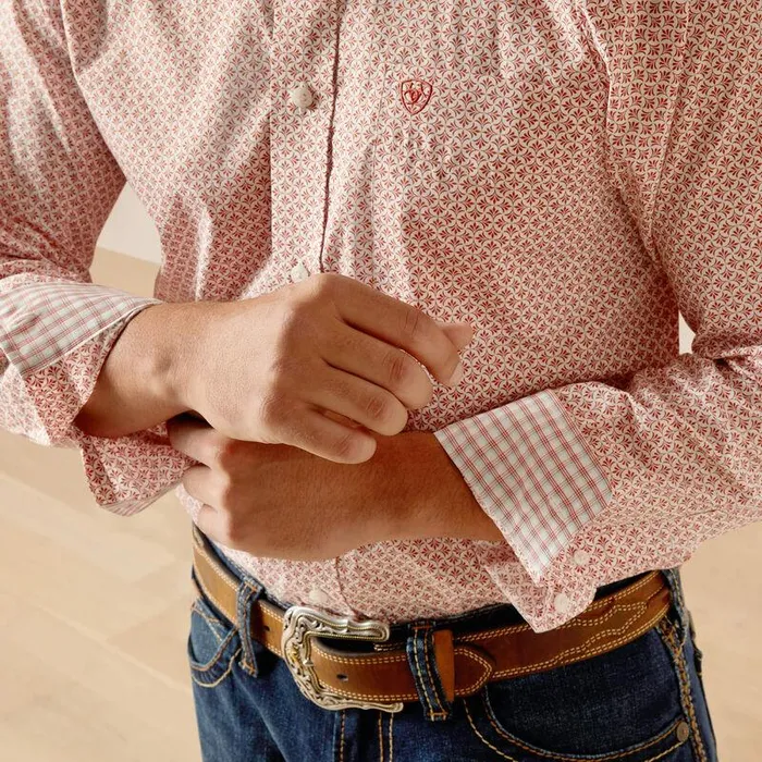Men Button Down Shirts Ariat Wrinkle Free Izaiah Fitted Shirt Tabasco Red