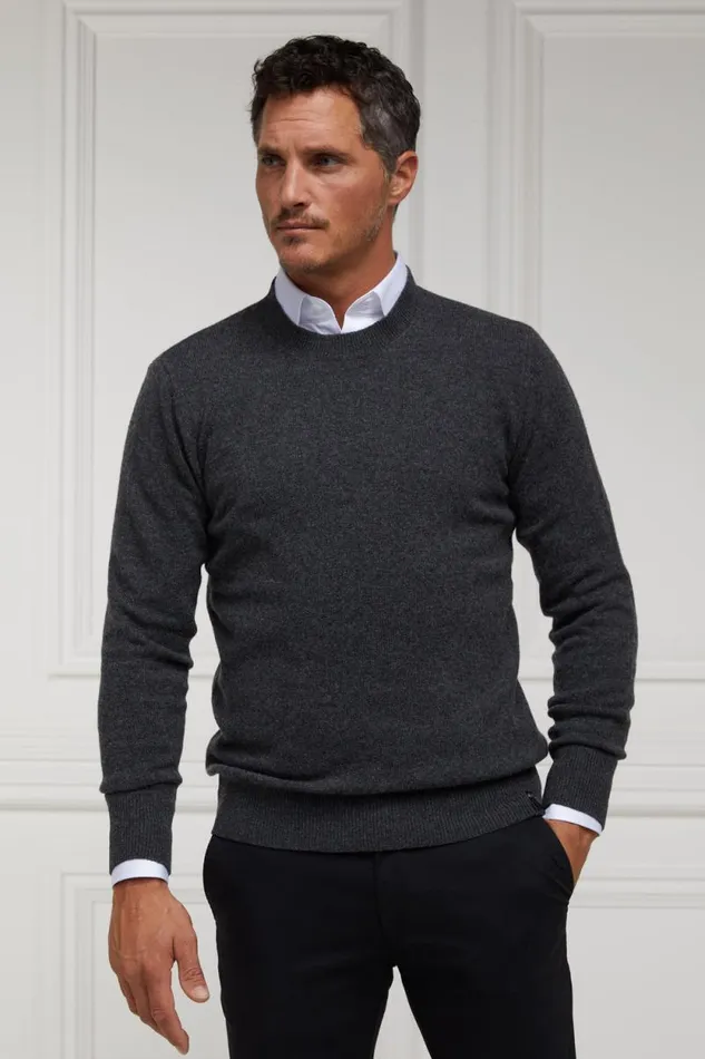 Men Byron Crew Neck Knit Charcoal Holland Cooper Knitwear