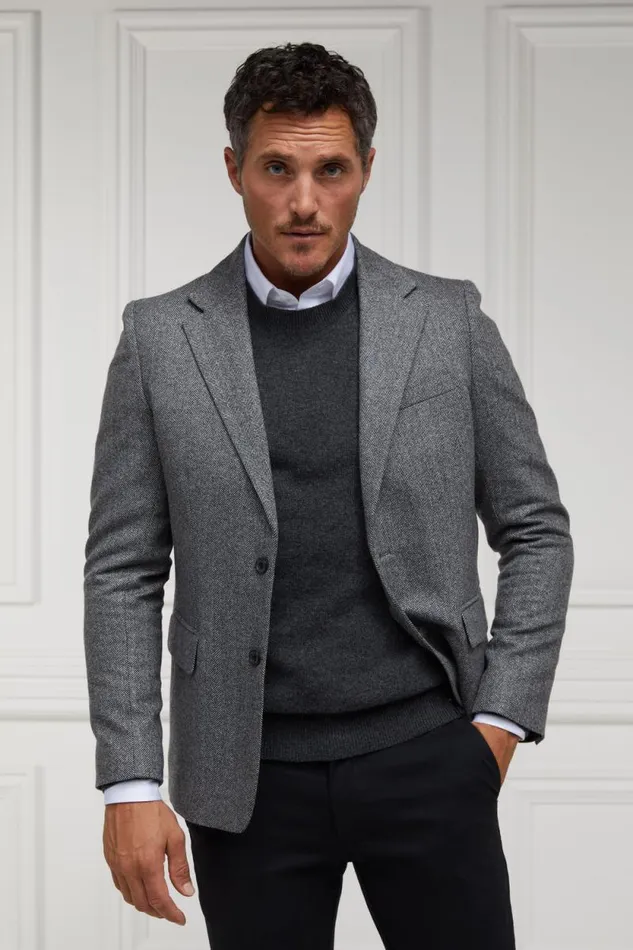 Men Byron Crew Neck Knit Charcoal Holland Cooper Knitwear