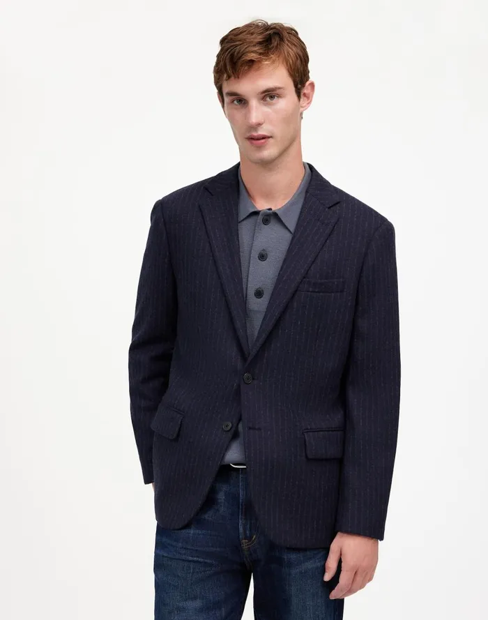 Men Coats Jackets Madewell The Roebling TwoButton Blazer In Italian Fabric Dark Navy