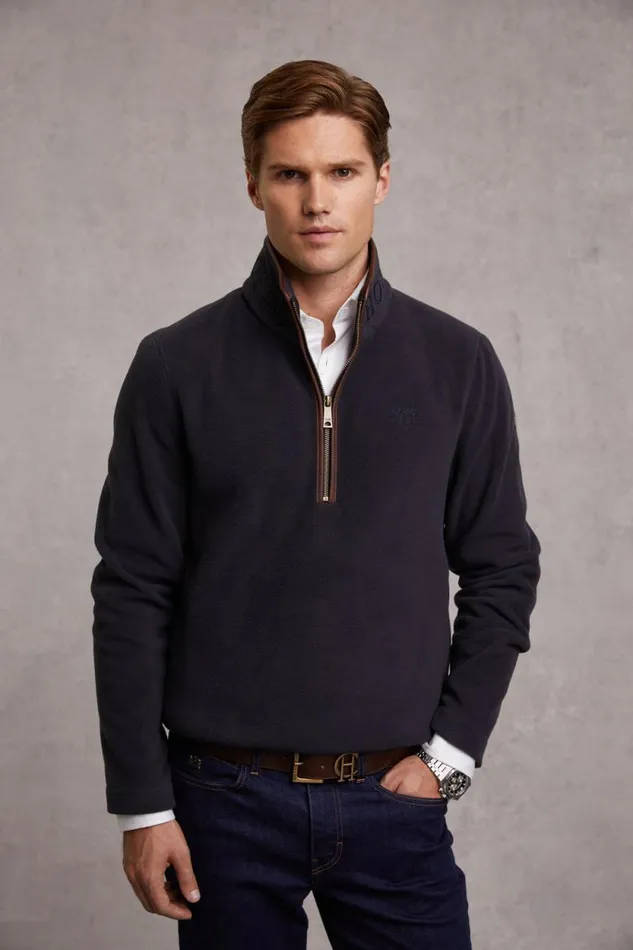 Men Country Fleece Quarter Zip Ink Navy Holland Cooper Fleeces