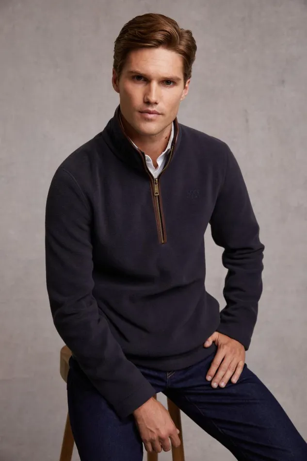 Men Country Fleece Quarter Zip Ink Navy Holland Cooper Fleeces Men Country Fleece Quarter Zip Ink Navy Holland Cooper Fleeces