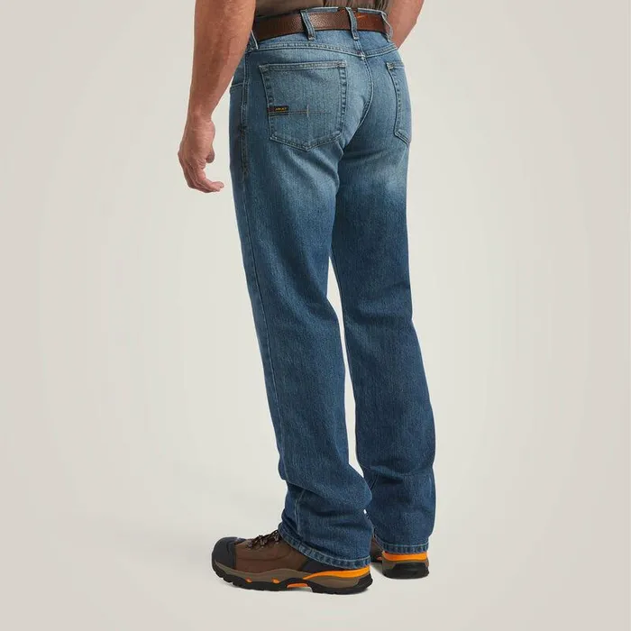 Men Denim Ariat Rebar M5 DuraStretch Basic Stackable Straight Leg Jean Edgewood Men Denim Ariat Rebar M5 DuraStretch Basic Stackable Straight Leg Jean Edgewood