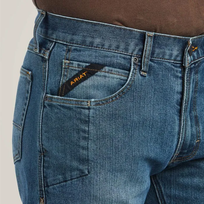 Men Denim Ariat Rebar M5 DuraStretch Basic Stackable Straight Leg Jean Edgewood Men Denim Ariat Rebar M5 DuraStretch Basic Stackable Straight Leg Jean Edgewood