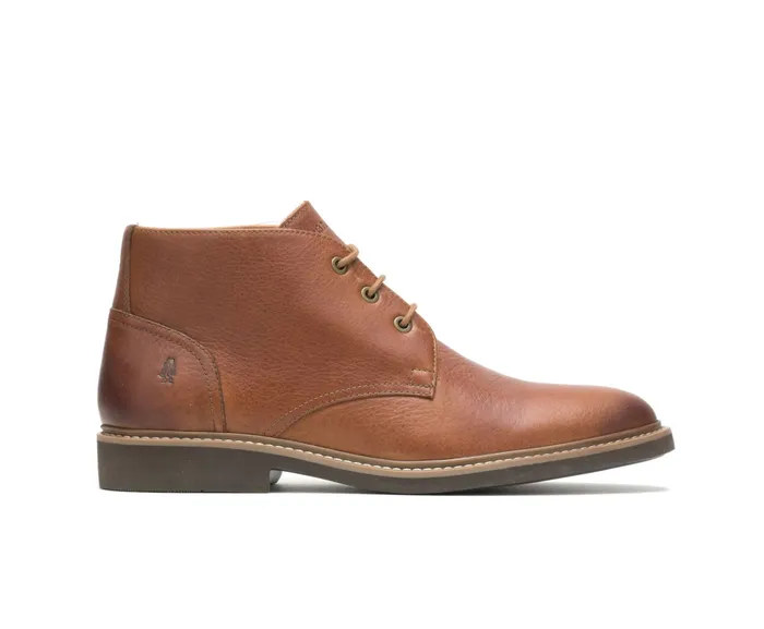 Men Detroit Chukka Cognac Leather Boots Hush Puppies