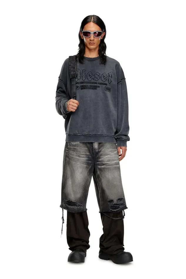 Men Diesel Sweatshirts and Hoodies SBOXTRAW Black
