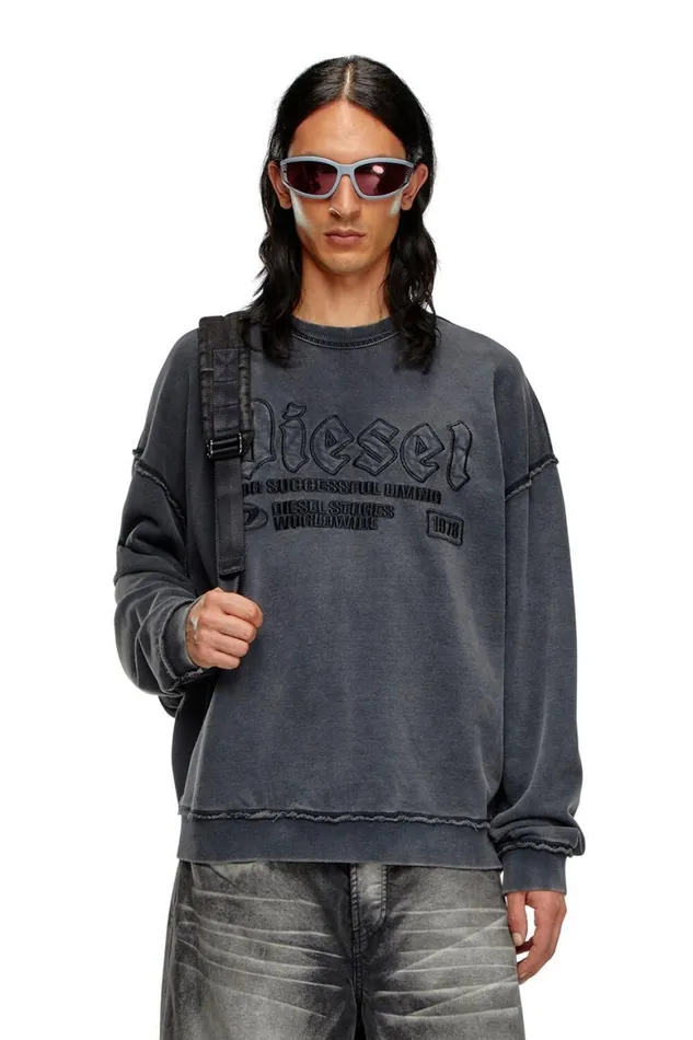 Men Diesel Sweatshirts and Hoodies SBOXTRAW Black