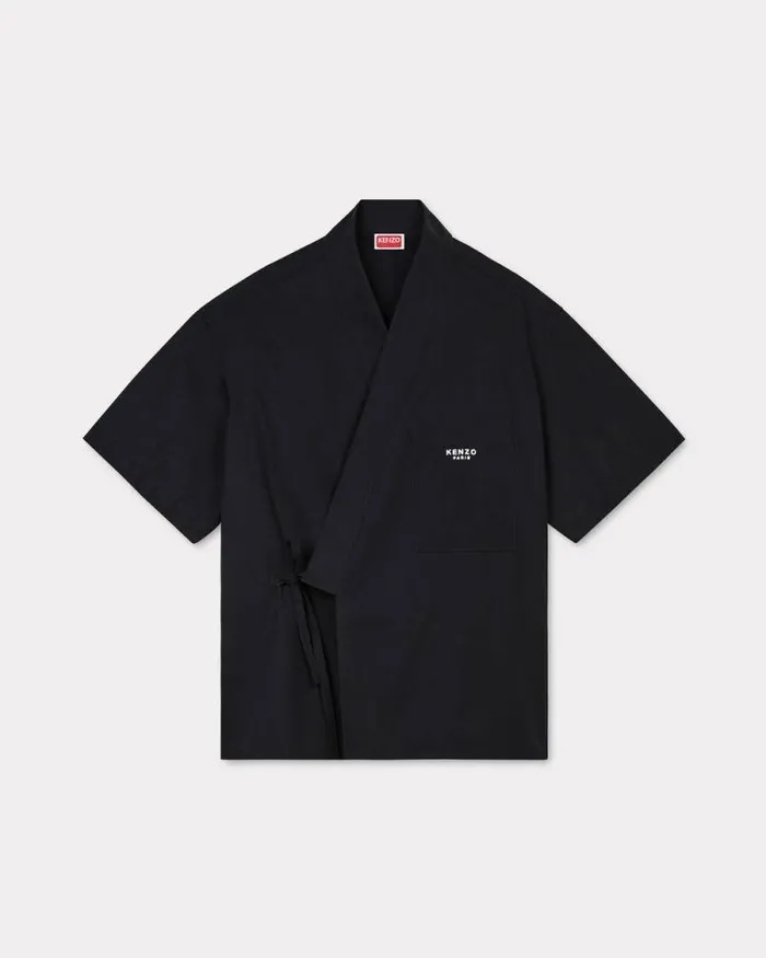 Men Embroidered Kimono Shirt Black Kenzo Shirts