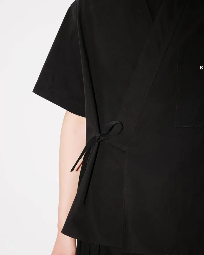Men Embroidered Kimono Shirt Black Kenzo Shirts