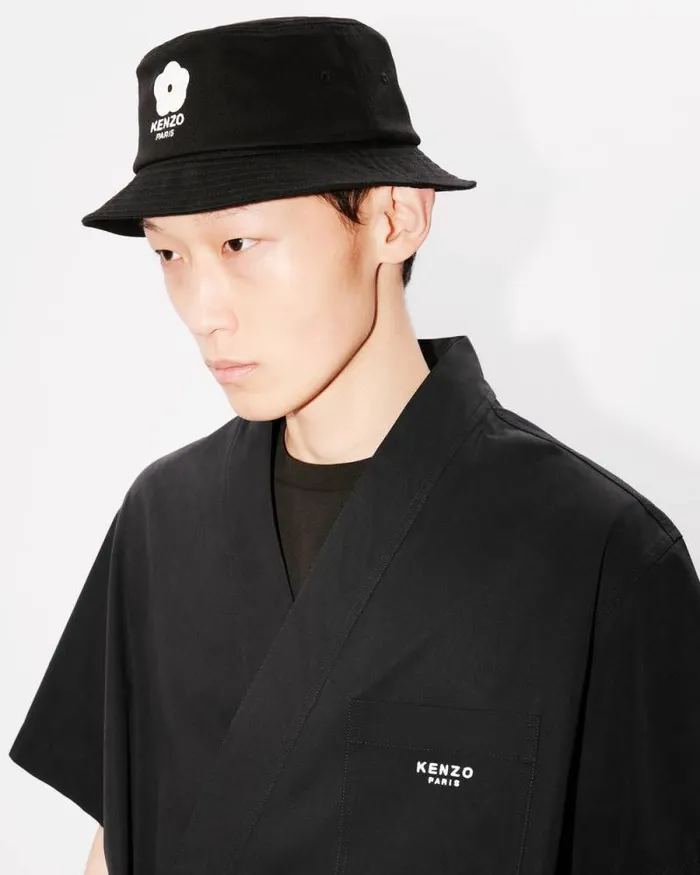 Men Embroidered Kimono Shirt Black Kenzo Shirts