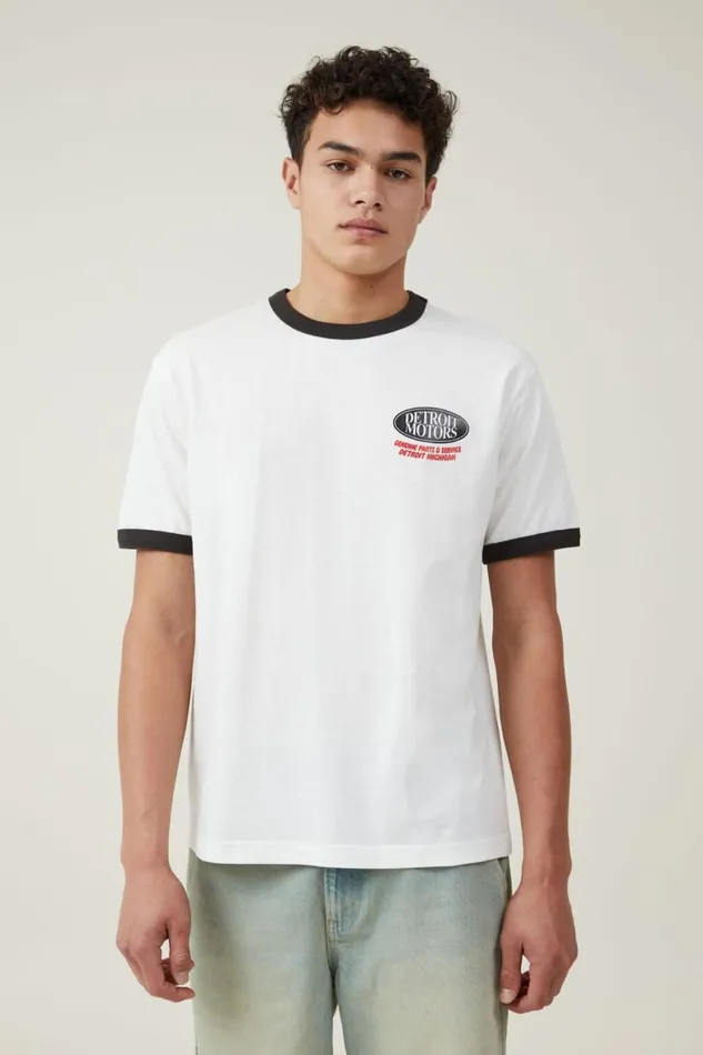 Men Graphic TShirts Cotton On Loose Fit Art TShirt Vintage Whitewashed Blackgenuine Parts