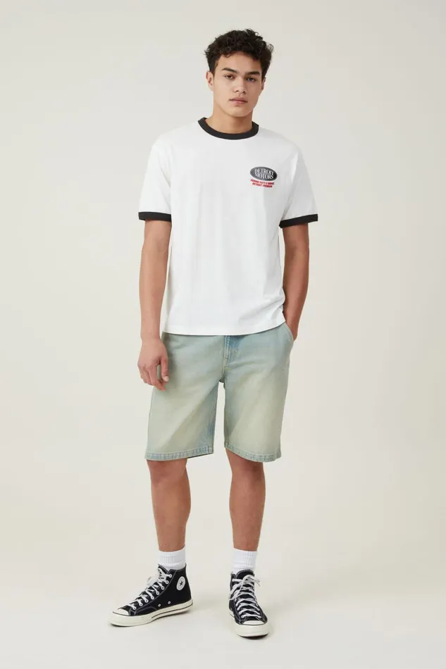 Men Graphic TShirts Cotton On Loose Fit Art TShirt Vintage Whitewashed Blackgenuine Parts