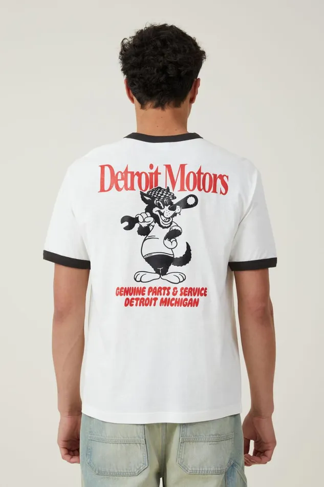 Men Graphic TShirts Cotton On Loose Fit Art TShirt Vintage Whitewashed Blackgenuine Parts