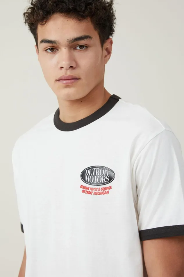 Men Graphic TShirts Cotton On Loose Fit Art TShirt Vintage Whitewashed Blackgenuine Parts