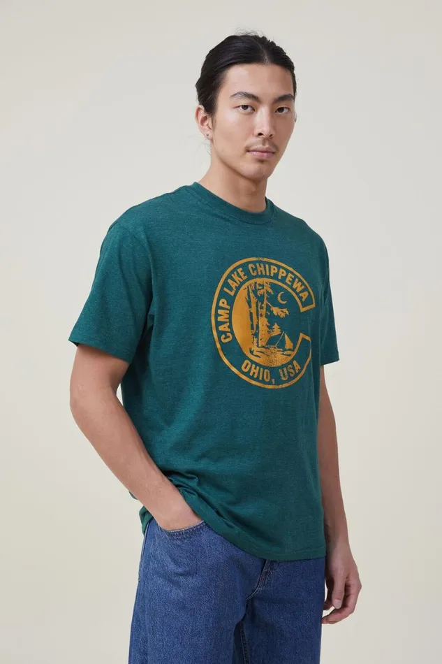Men Graphic TShirts Cotton On Loose Fit Souvenir TShirt Evergreenchippewa