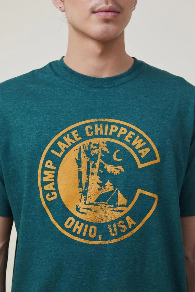 Men Graphic TShirts Cotton On Loose Fit Souvenir TShirt Evergreenchippewa