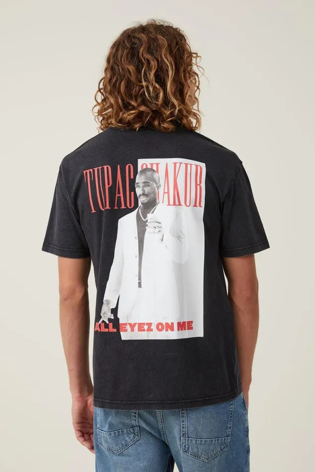 Men Graphic TShirts Cotton On Premium Loose Fit Music TShirt Lcn Bra Blacktupaceyez