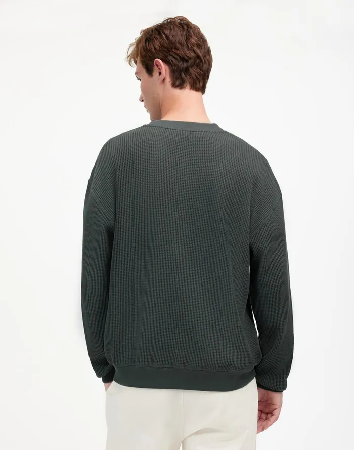 Men Hoodies and Sweatshirts Madewell Cotton Thermal Sweatshirt Industrial Green