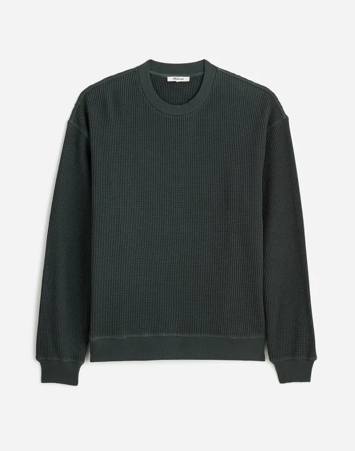 Men Hoodies and Sweatshirts Madewell Cotton Thermal Sweatshirt Industrial Green