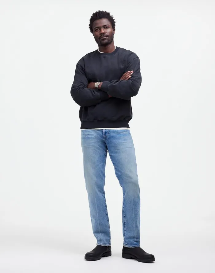 Men Hoodies and Sweatshirts Madewell The McCarren Midweight Crewneck Sweatshirt True Black