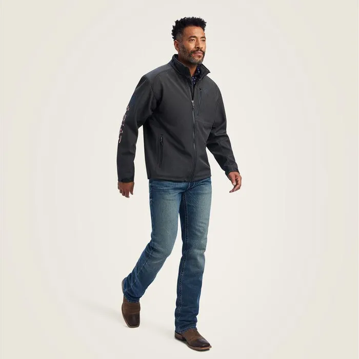 Men Jackets and Vests Ariat Logo 20 Patriot Softshell Water Resistant Jacket Charcoal