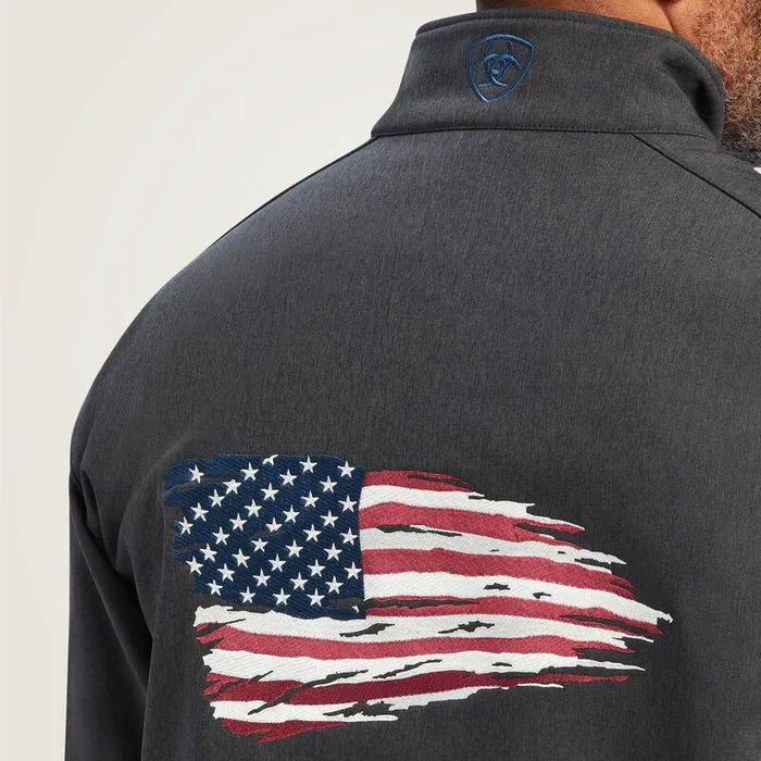 Men Jackets and Vests Ariat Logo 20 Patriot Softshell Water Resistant Jacket Charcoal