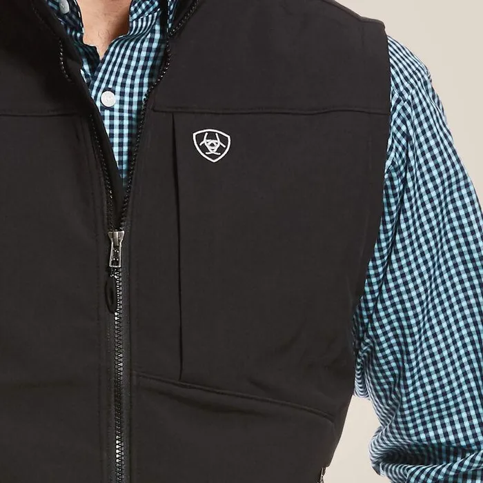 Men Jackets and Vests Ariat Logo 20 Softshell Vest Black Men Jackets and Vests Ariat Logo 20 Softshell Vest Black