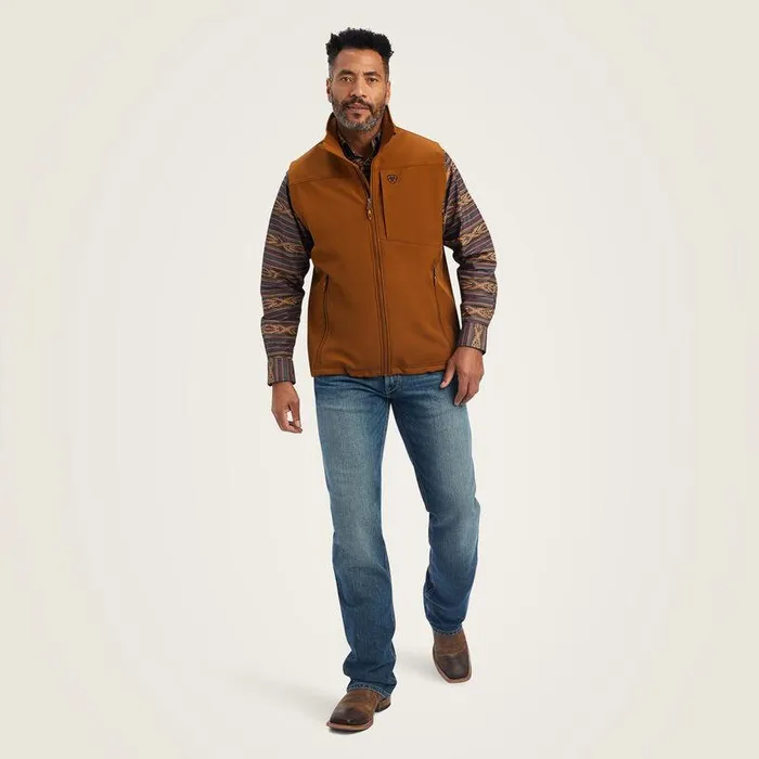 Men Jackets and Vests Ariat Logo 20 Softshell Vest Chestnut Men Jackets and Vests Ariat Logo 20 Softshell Vest Chestnut