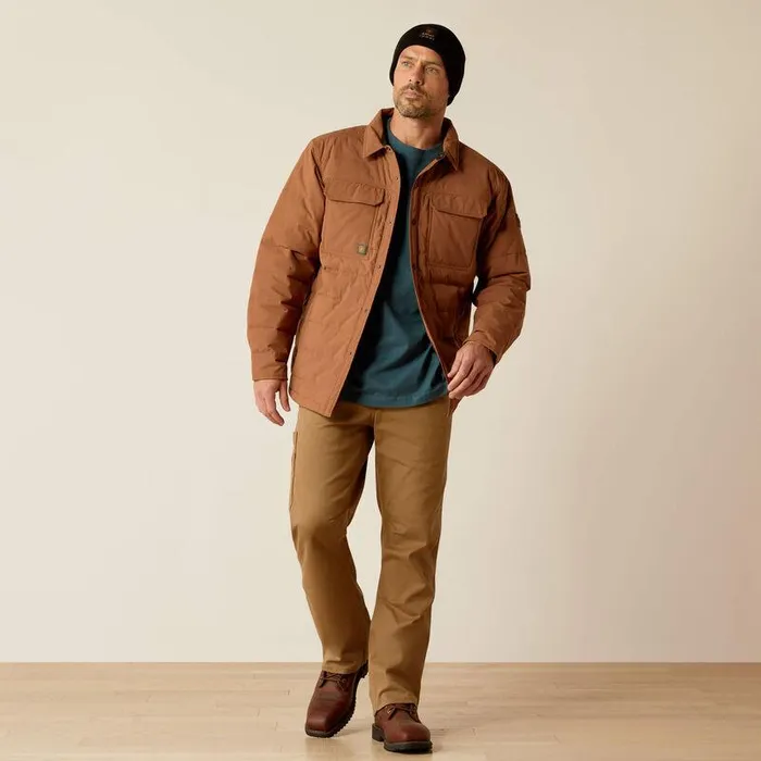 Men Jackets and Vests Ariat Rebar Cordura Ripstop Insulated Shirt Jacket Aztec