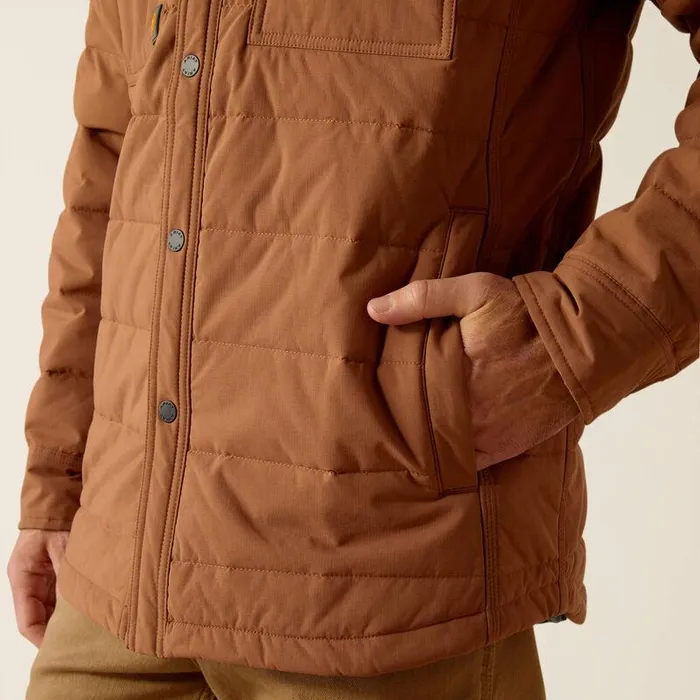 Men Jackets and Vests Ariat Rebar Cordura Ripstop Insulated Shirt Jacket Aztec