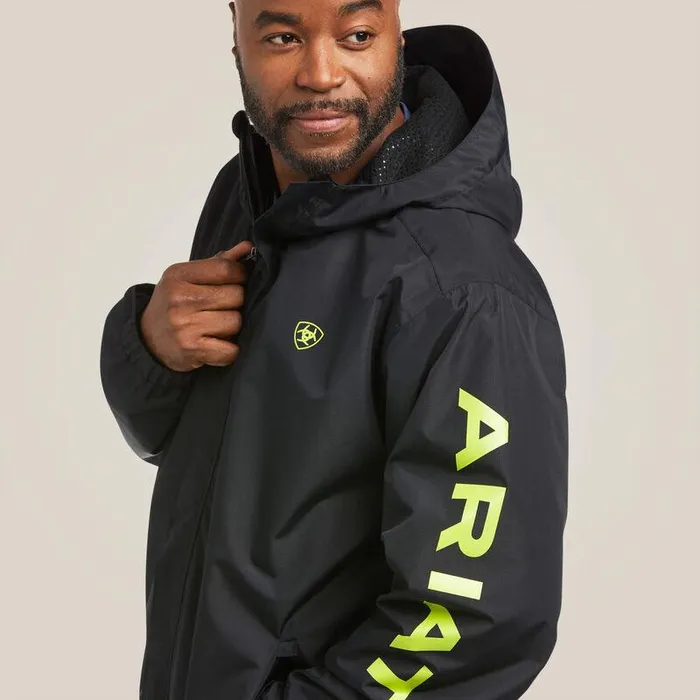 Men Jackets and Vests Ariat Rebar Stormshell Logo Waterproof Jacket Blackandlime Men Jackets and Vests Ariat Rebar Stormshell Logo Waterproof Jacket Blackandlime