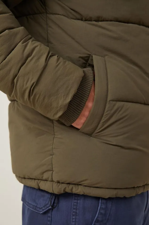 Men Jackets Cotton On Recycled Puffer Jacket Army