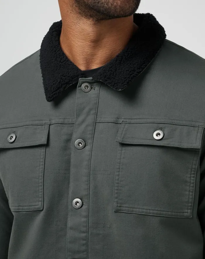 Men Jackets TravisMathew CLOUD DENIM SHERPA JACKET Balsam Green Men Jackets TravisMathew CLOUD DENIM SHERPA JACKET Balsam Green