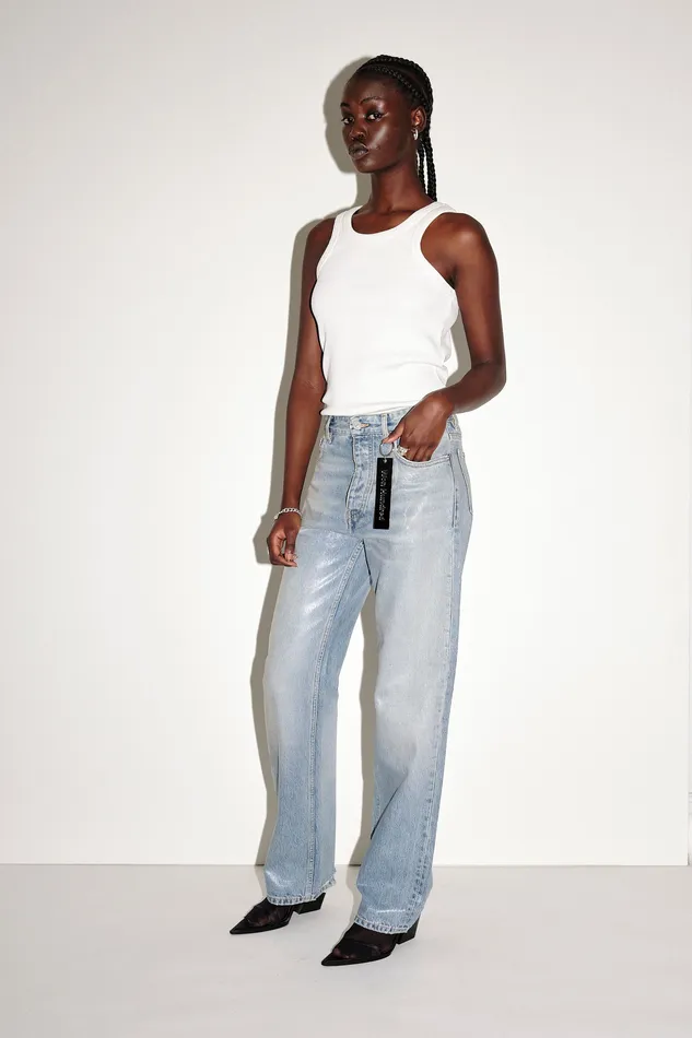 Men Jeans Wonhundred Genoa Coated Denim 8211 Coated Blue