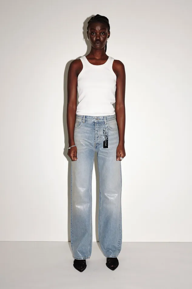 Men Jeans Wonhundred Genoa Coated Denim 8211 Coated Blue