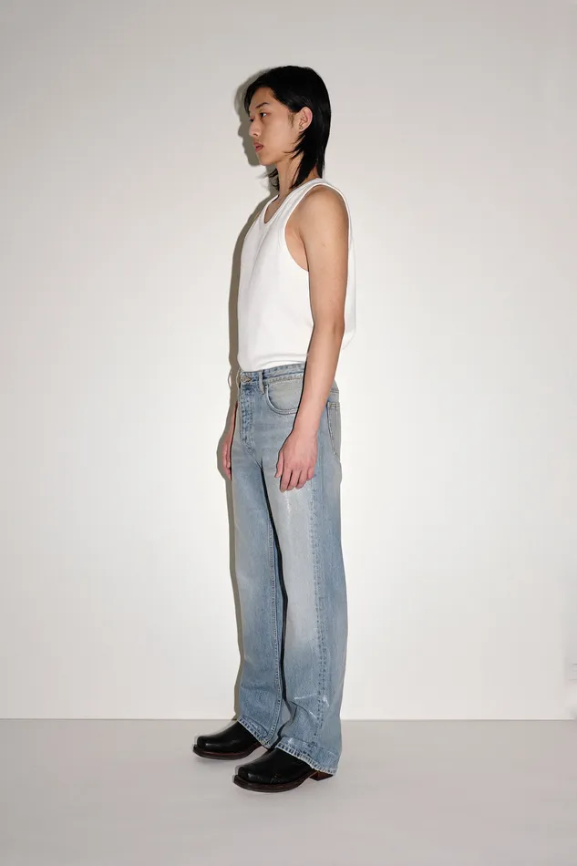 Men Jeans Wonhundred Genoa Coated Denim 8211 Coated Blue
