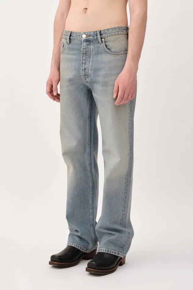 Men Jeans Wonhundred Genoa Coated Denim 8211 Coated Blue